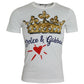 Dolce & Gabbana White Gold Crown Print Cotton Crew Neck T-shirt