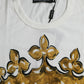 Dolce & Gabbana White Gold Crown Print Cotton Crew Neck T-shirt