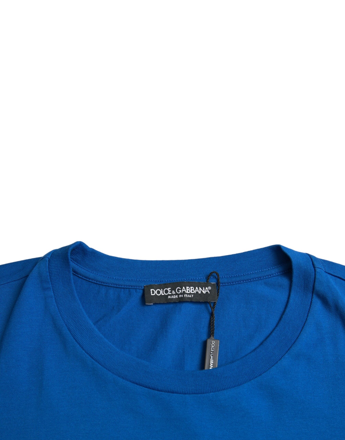 Dolce & Gabbana Blue Crown Logo Cotton Crew Neck T-shirt