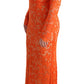 Dolce & Gabbana Elegant Long-Sleeve Full-Length Orange Sheath Dress