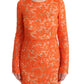 Dolce & Gabbana Elegant Long-Sleeve Full-Length Orange Sheath Dress