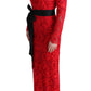 Dolce & Gabbana Elegant Red Sheath Dress with Silk Bow Belt