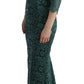 Dolce & Gabbana Elegant Green Crystal Embellished Sheath Dress