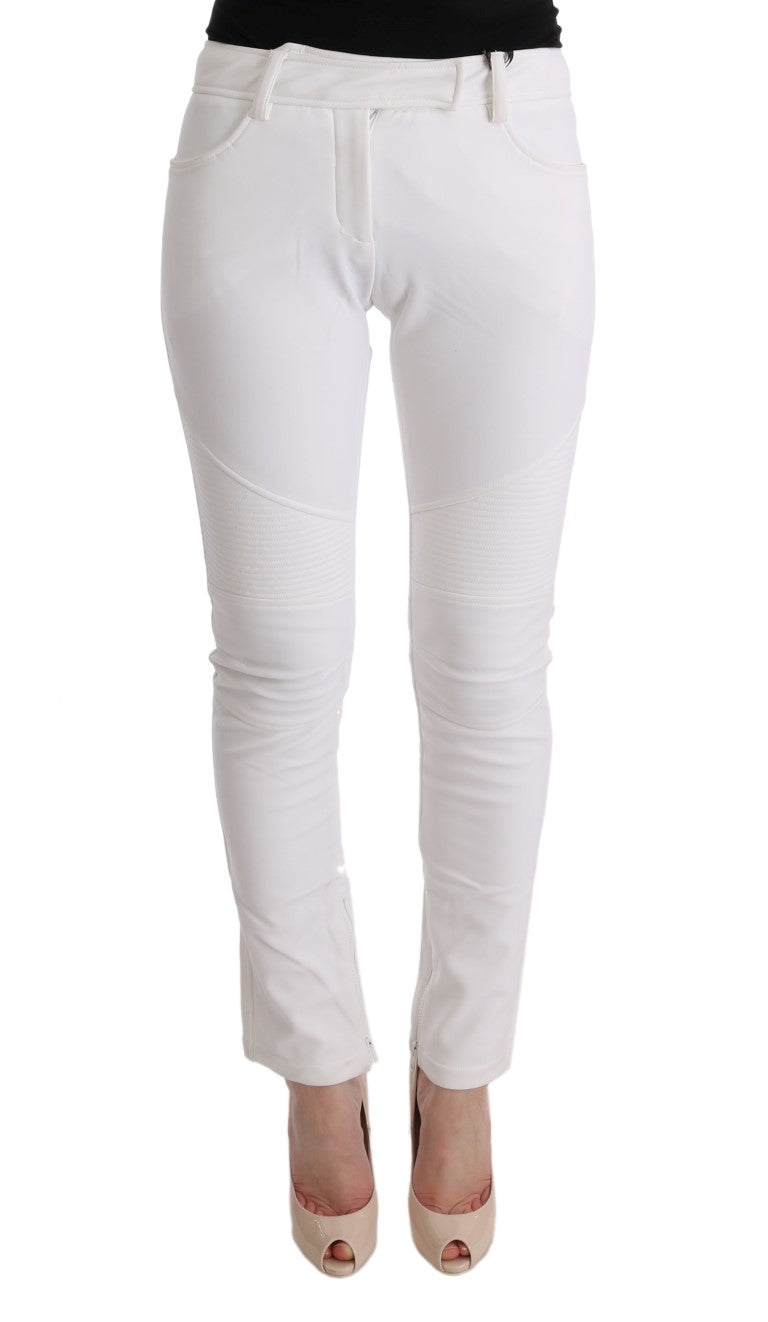 Ermanno Scervino Chic White Slim Fit Cotton Trousers