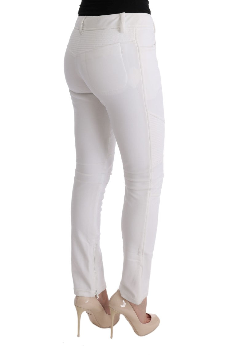 Ermanno Scervino Chic White Slim Fit Cotton Trousers