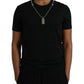 Dolce & Gabbana Black Cotton Silver Chain Short Sleeve T-shirt