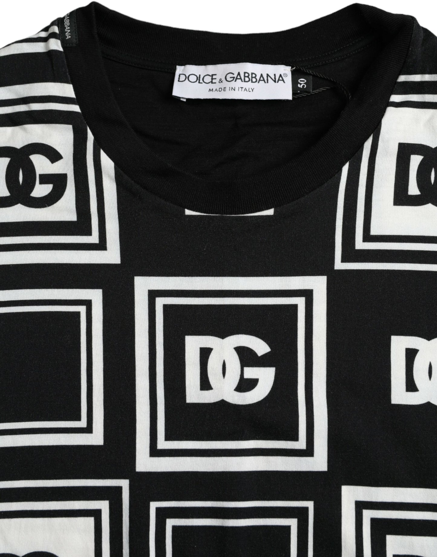 Dolce & Gabbana Black White Logo Cotton Short Sleeves T-shirt