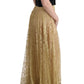 Dolce & Gabbana Elegant Gold Floral Lace Gown Dress