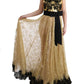 Dolce & Gabbana Elegant Gold Floral Lace Gown Dress