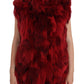 Dolce & Gabbana Luxurious Red Coyote Fur Long Vest Jacket