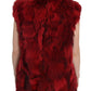 Dolce & Gabbana Luxurious Red Coyote Fur Long Vest Jacket