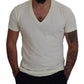 Dsquared² Off White Cotton Short Sleeves V-neck T-shirt