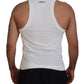 Dsquared² White Cotton Linen Sleeveless Tank T-shirt