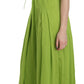 Dsquared² Green Spaghetti Strap Long A-line Pleated Dress