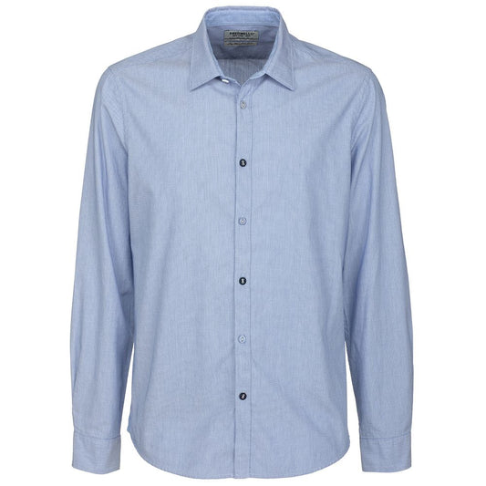 Fred Mello Chic Blue Dot Patterned Button-Up Shirt