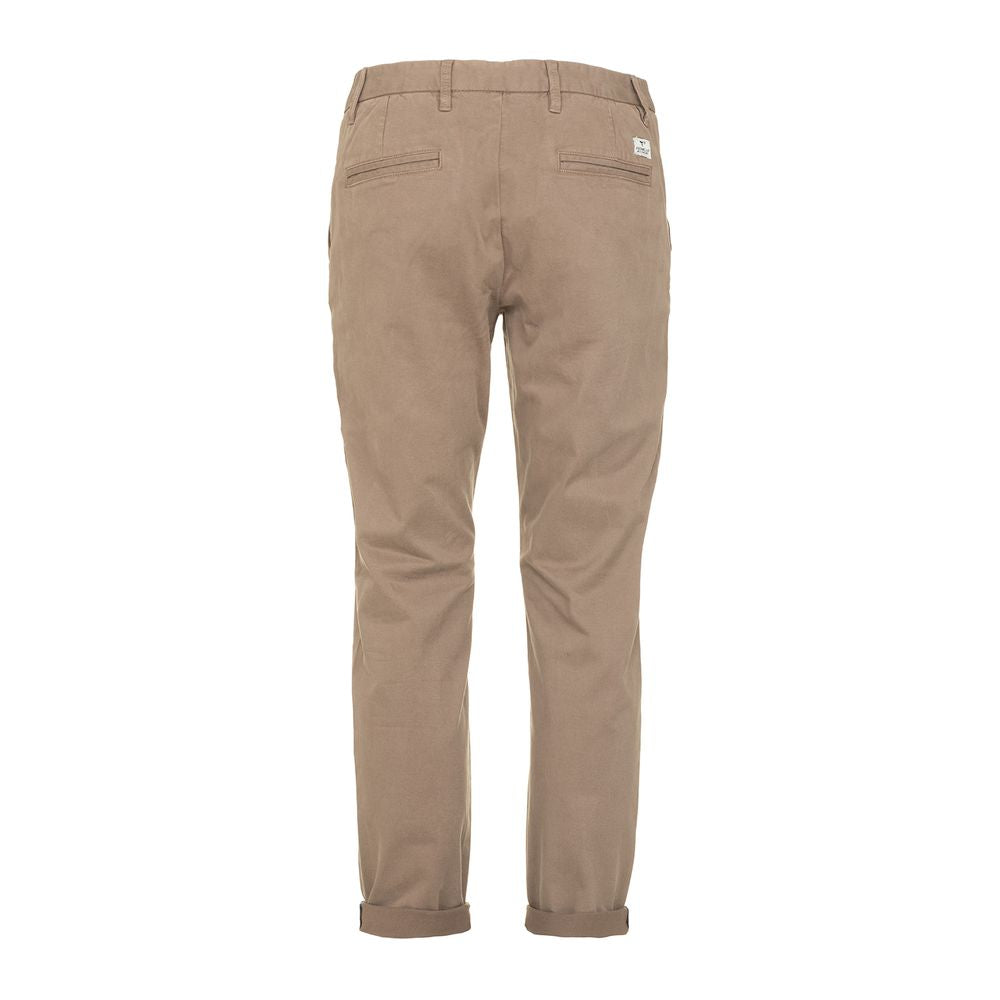 Fred Mello Beige Cotton Blend Casual Pants for Men