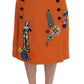 Dolce & Gabbana Embellished Wool Skirt in Vivid Orange