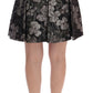 Dolce & Gabbana Elegant Black Silver-Floral Straight Skirt