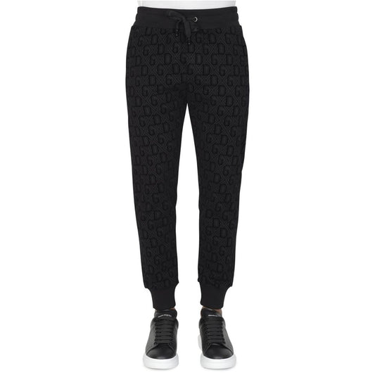 Dolce & Gabbana Velvet Logo Cotton Tracksuit Trousers