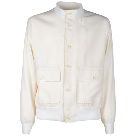 Made in Italy Elegant White Lightweight Wool Jacket