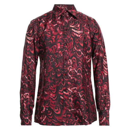 Dolce & Gabbana Red Silk Men Shirt