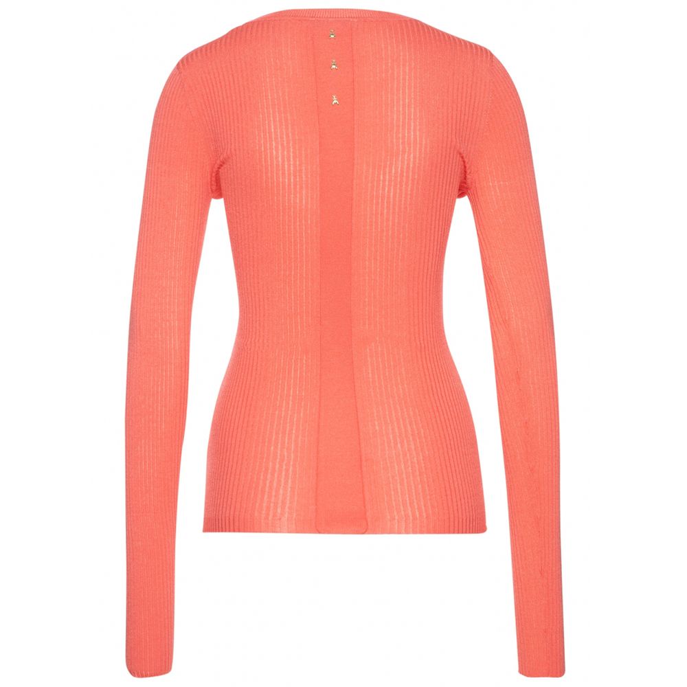 Patrizia Pepe Chic Pink Round Neck Sweater with Metallic Detail