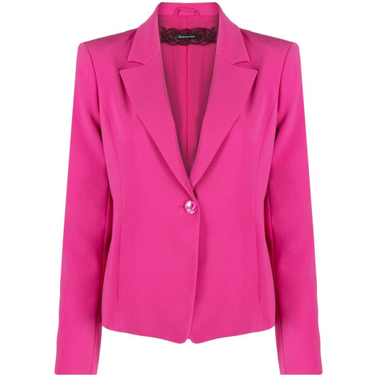 Patrizia Pepe Fuchsia One-Button Stretchy Chic Blazer