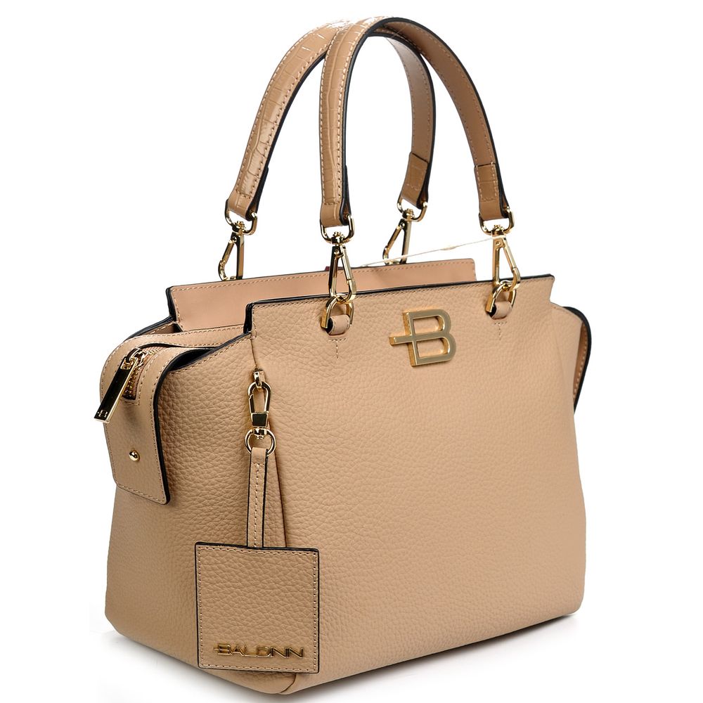 Baldinini Trend Chic Nude Textured Calfskin Handbag