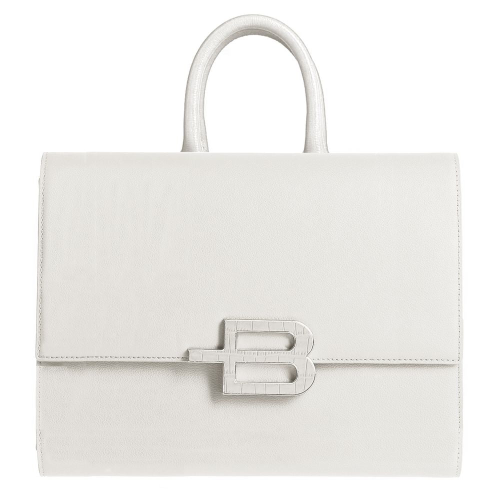 Baldinini Trend Elegant White Calfskin Handbag with Chain Strap