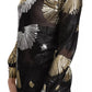 Dsquared² Gold Silver Silk Jacquard See Through Top Blouse