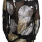 Dsquared² Gold Silver Silk Jacquard See Through Top Blouse