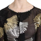 Dsquared² Gold Silver Silk Jacquard See Through Top Blouse