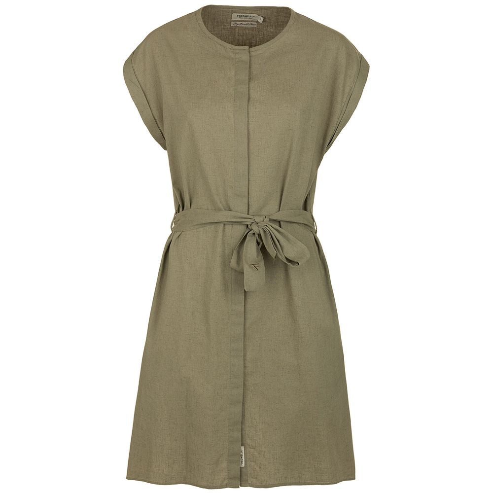 Fred Mello Elegant Sleeveless Cotton-Linen Blend Dress