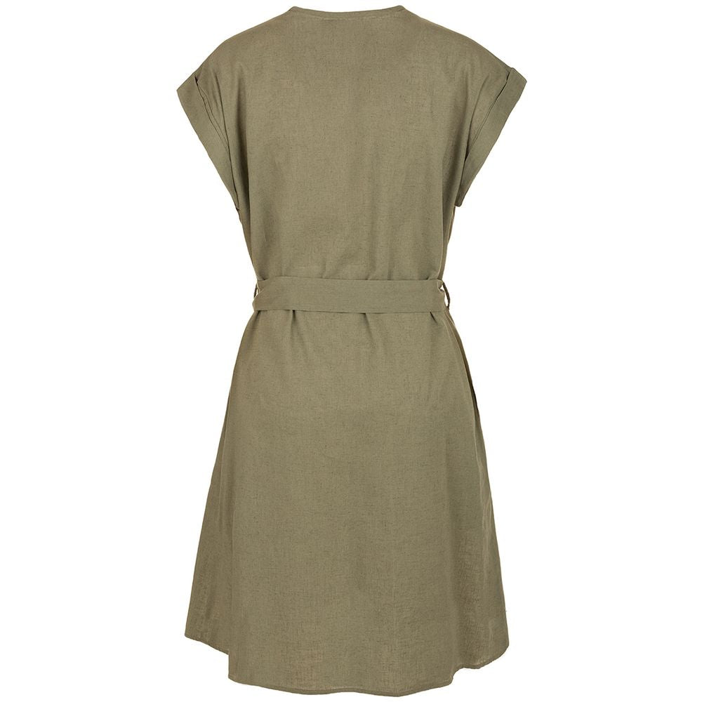 Fred Mello Elegant Sleeveless Cotton-Linen Blend Dress