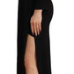 Dsquared² Black Long Sleeves Side Slit Floor Length Dress