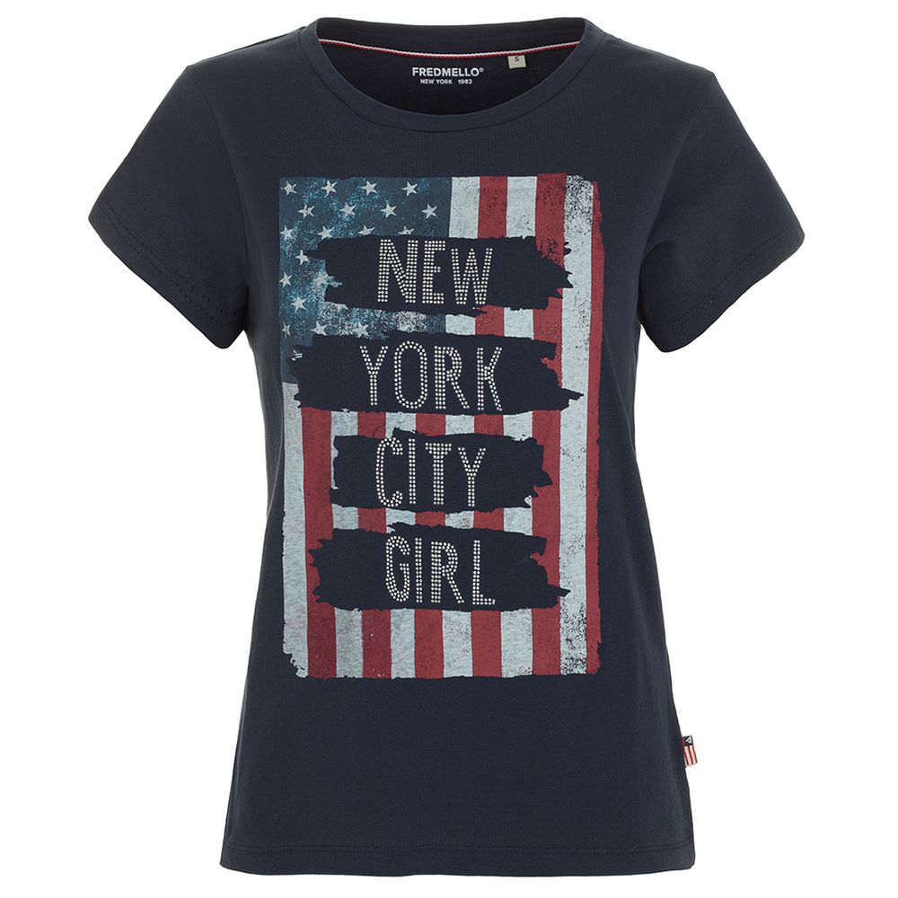 Fred Mello Rhinestone Embellished Flag Tee