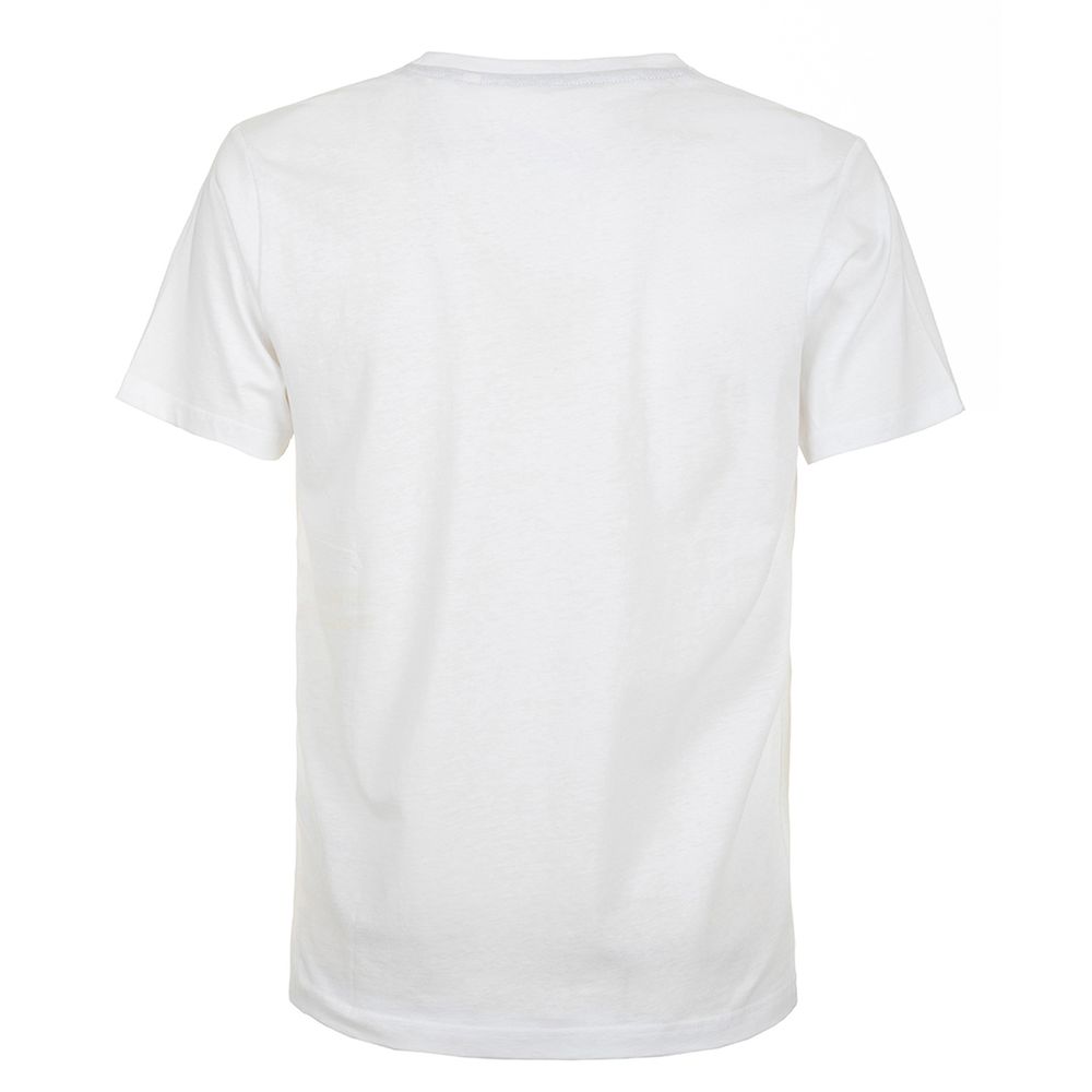 Fred Mello Crisp White Cotton Crewneck Tee with Front Design