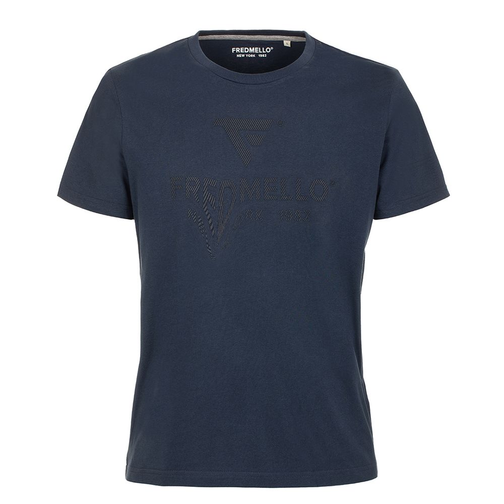 Fred Mello Chic Blue Cotton Crewneck Tee