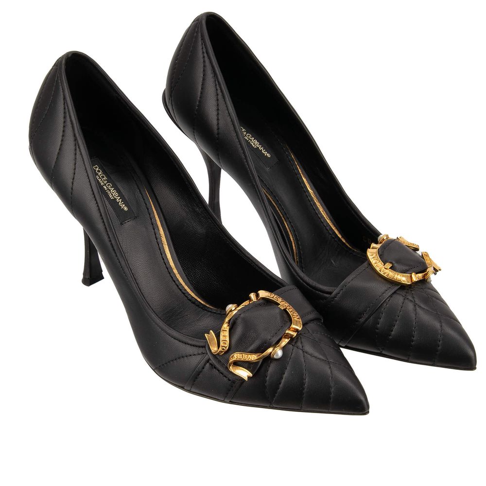 Dolce & Gabbana Elegant Buckle Leather Pumps in Black