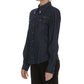 Dolce & Gabbana Elegant Blue Denim Rhinestone Collared Shirt