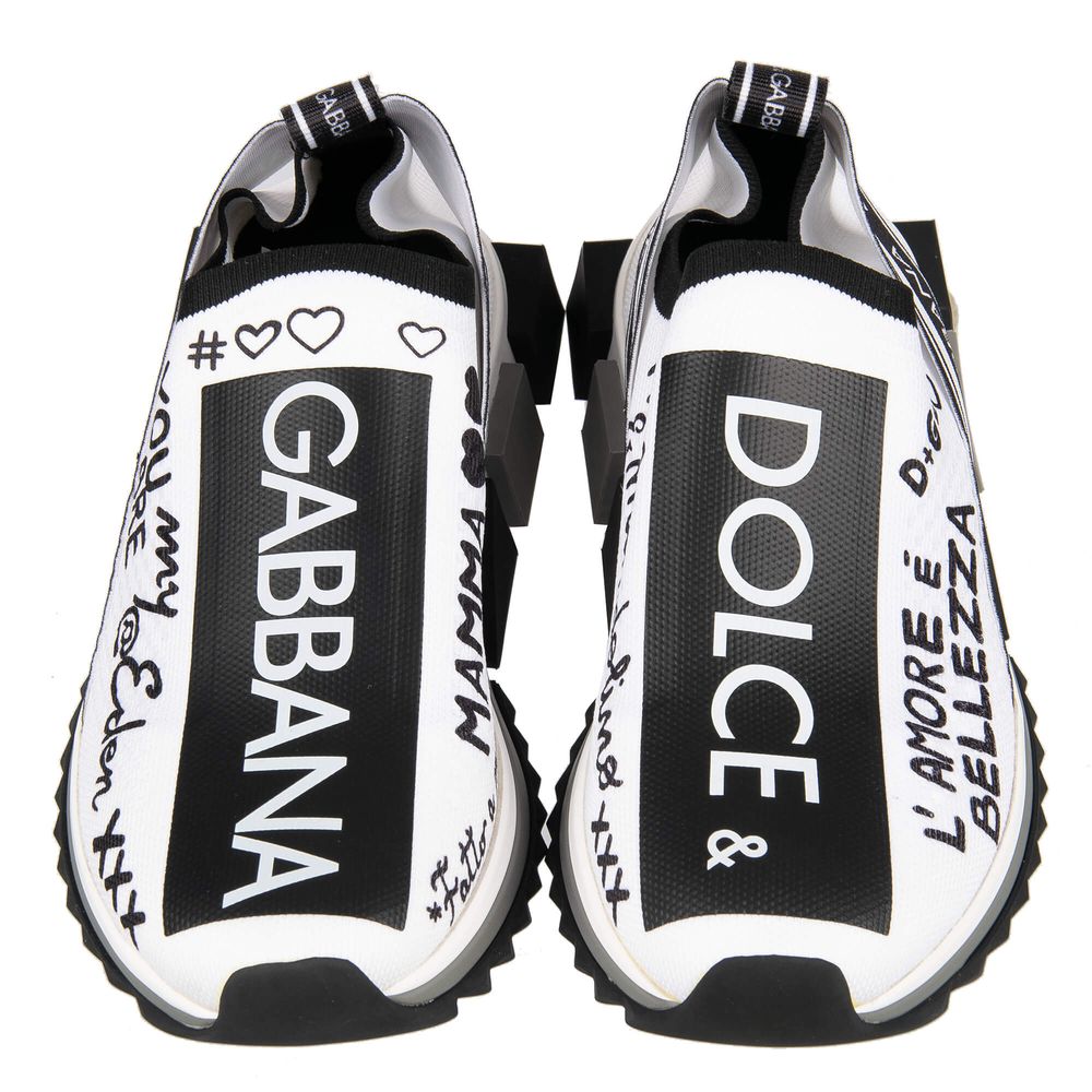 Dolce & Gabbana Elegant Monochrome Printed Stretch Sneakers