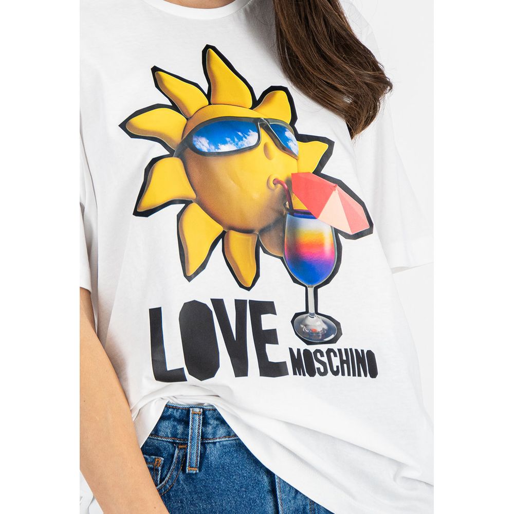 Love Moschino Chic Logo Cotton Tee in Elegant White