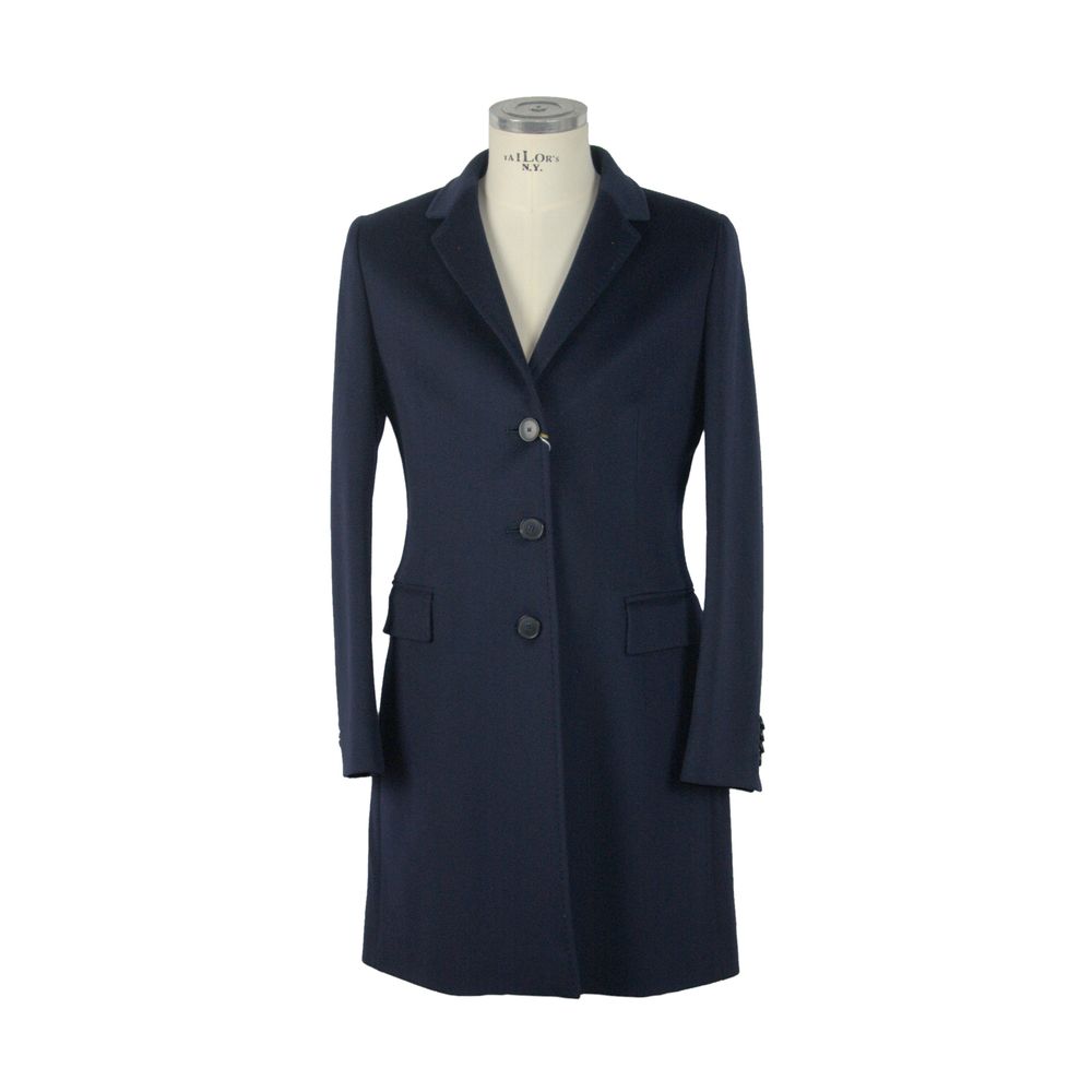 Made in Italy Elegant Italian Wool Coat in Lustrous Blue