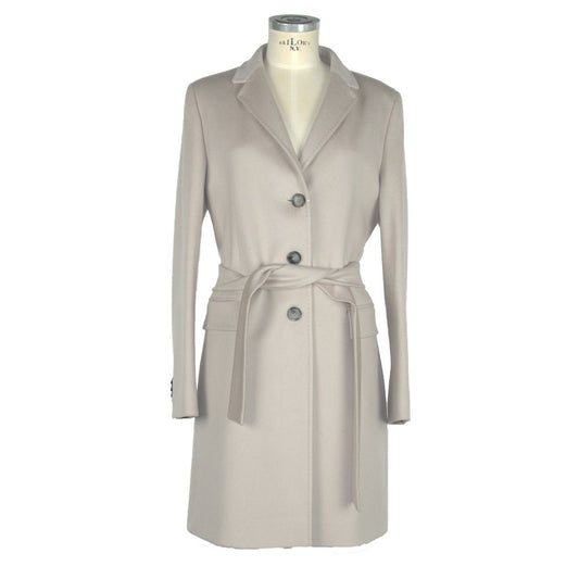 Made in Italy Beige Wool Elegance Belted Jacket