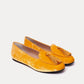 Charles Philip Elegant Velvet Yellow Flats with Tassel Detail