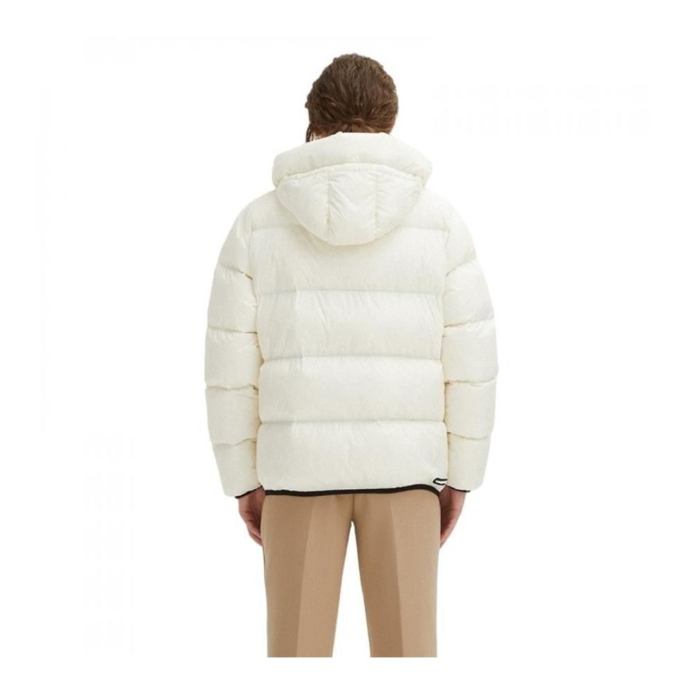 Centogrammi Elegant White Hooded Feather Jacket