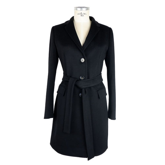 Made in Italy Elegant Wool Virgin Black Coat for Women