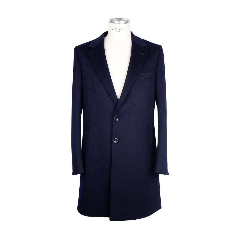 Made in Italy Elegant Blue Virgin Wool Coat