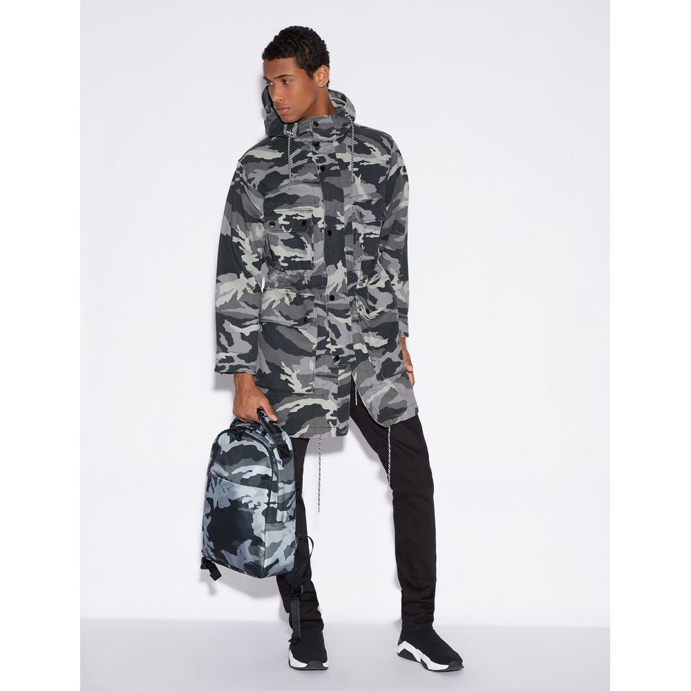 Armani Exchange Camouflage Grey Hooded Trench Revolution