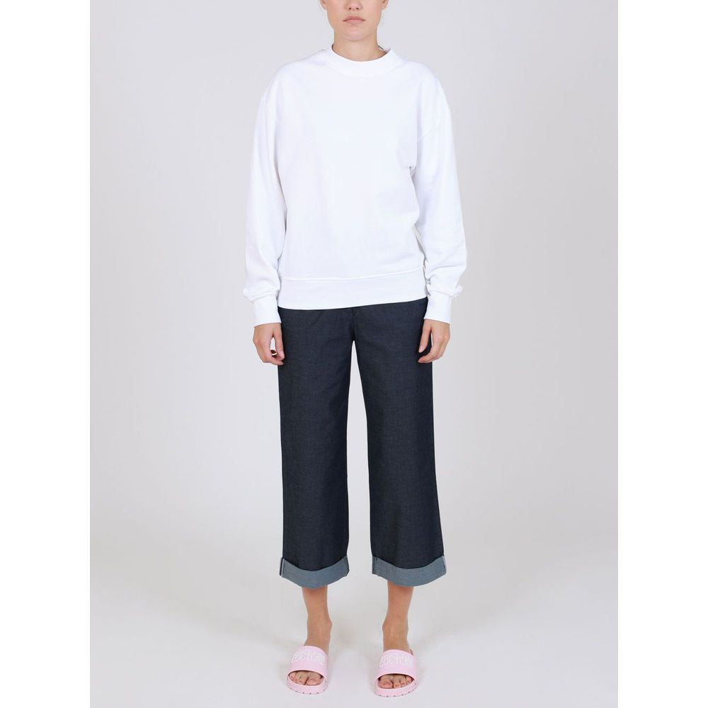 Love Moschino Chic Blue Cotton Trousers with Turn-Up Cuff